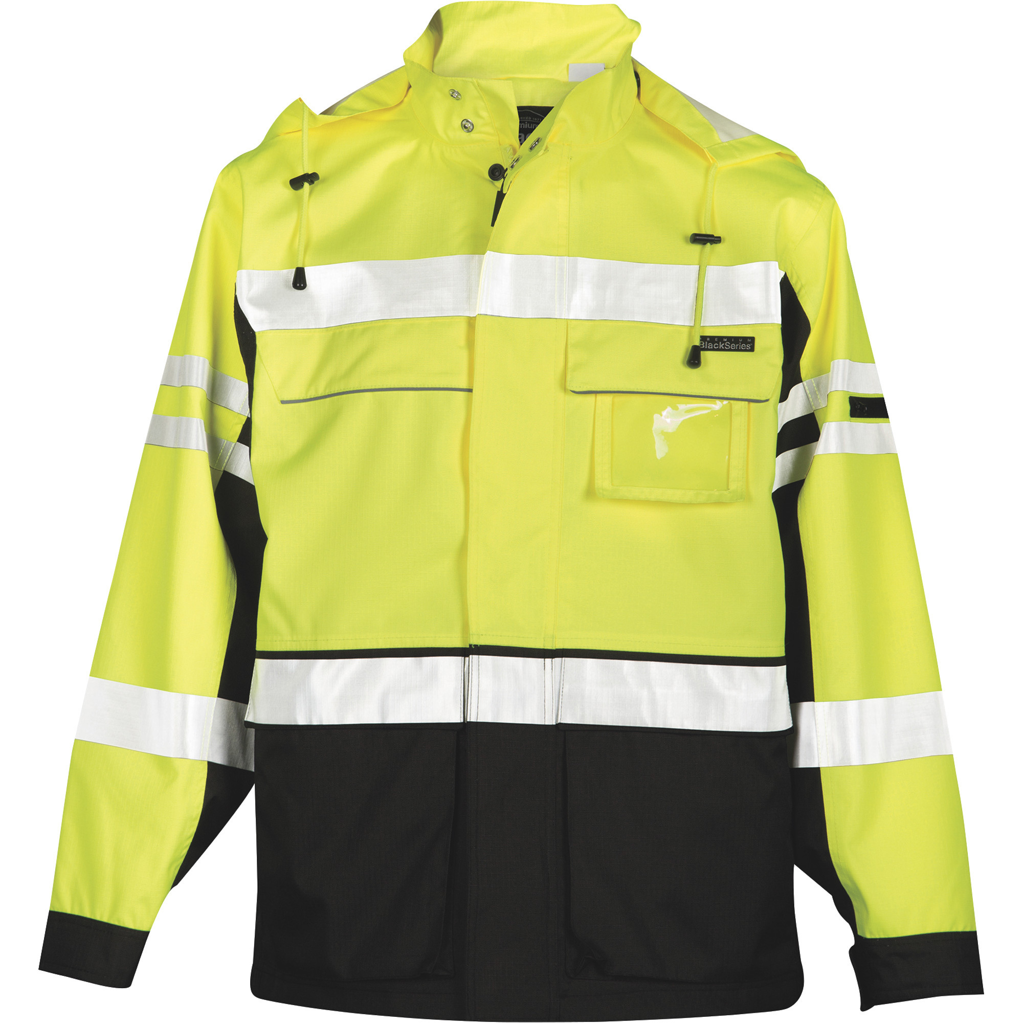 Kishigo Men's Class 3 High-Visibility Premium Black Series 2-in-1 Jacket, Lime/Black, Large, Model# JS135-L